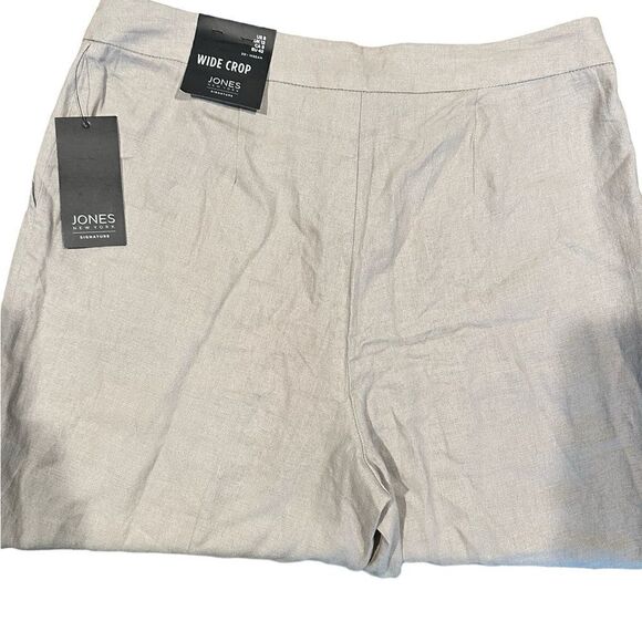 NWT New York Signature Women’s Linen Khaki Wide Leg Crop Pants - Size 8 - Picture 3 of 7